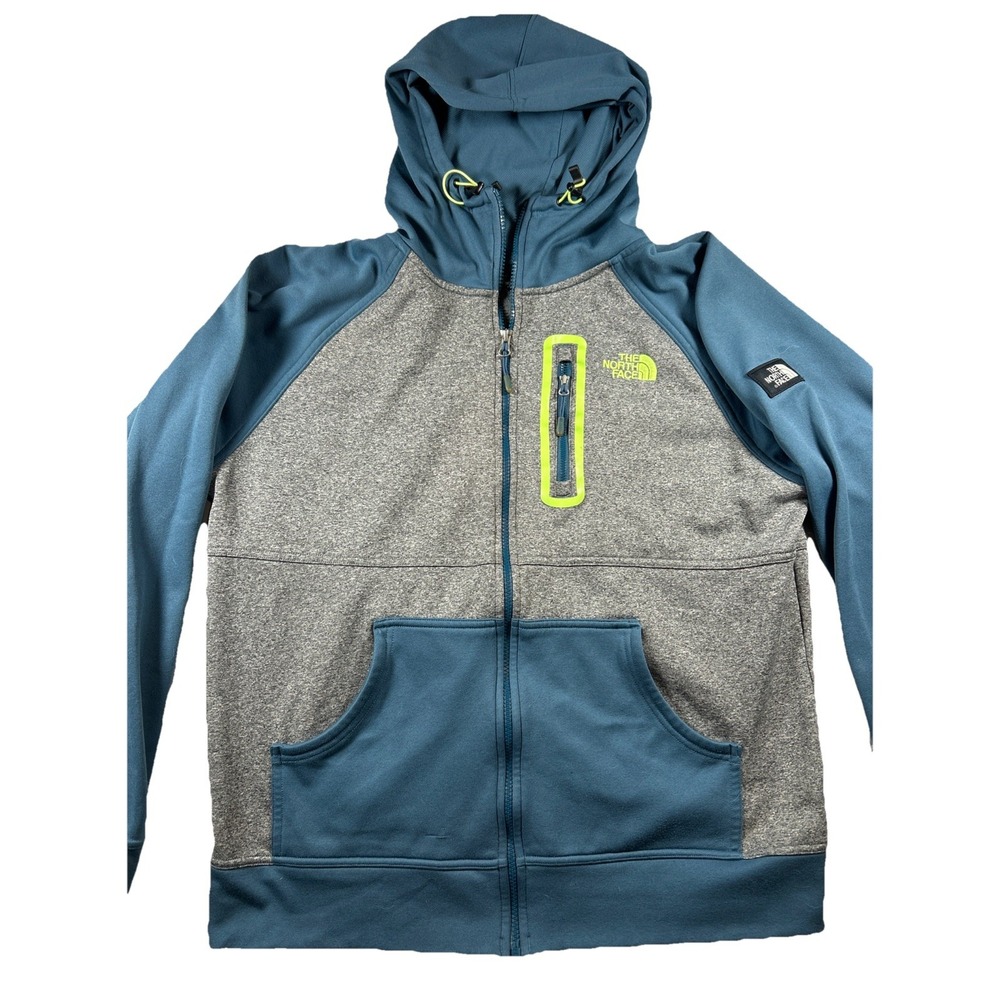 The North Face Full Zip Hooded Fleece Hoodie Gray Blue Men's L Large Read desc